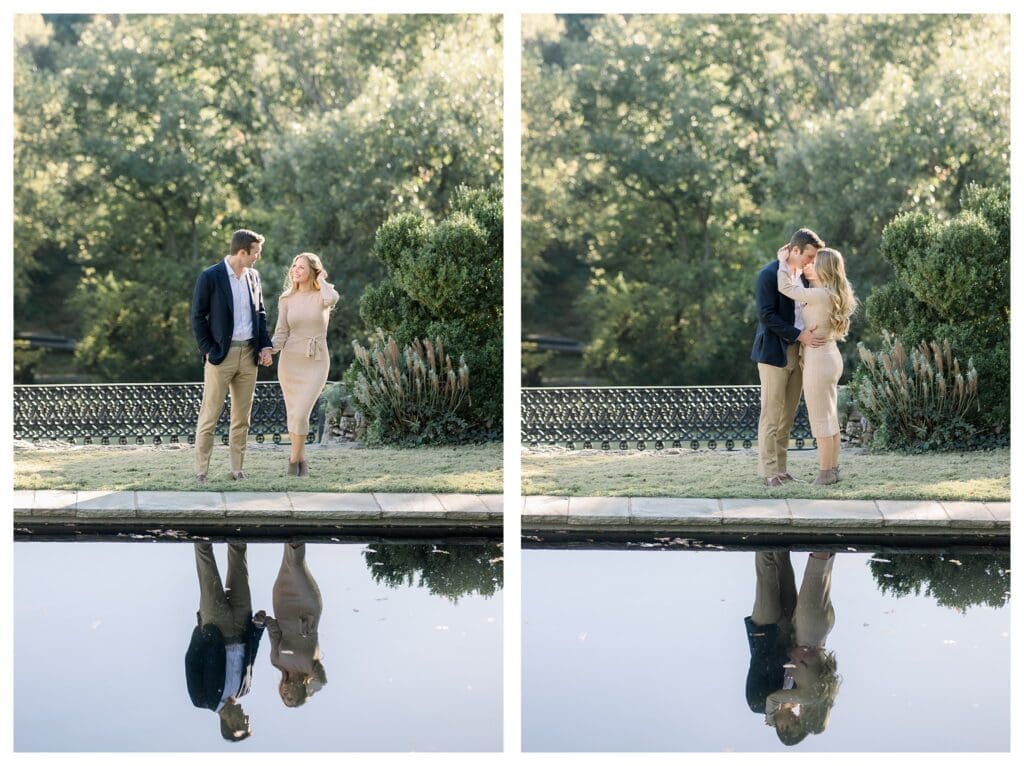 Golden hour engagement photos Cheekwood Estate Nashville Harp and Olive Photography